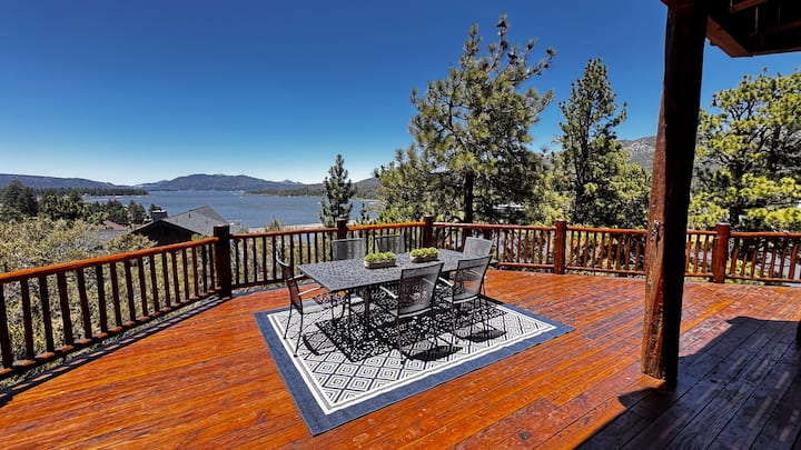 Deck off off living room and kitchen - dining for 6.  unbelievable views of lake and ski runs.  