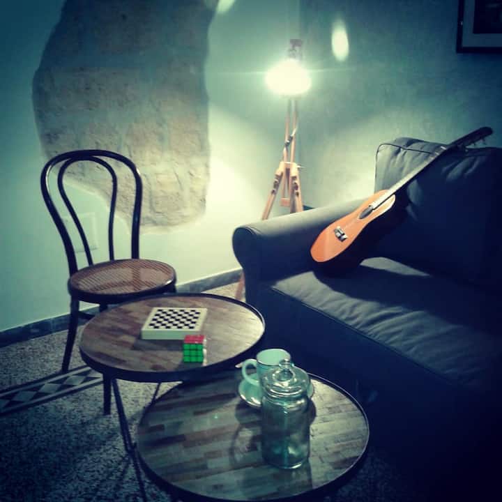 Detail of the living room with sofa bed