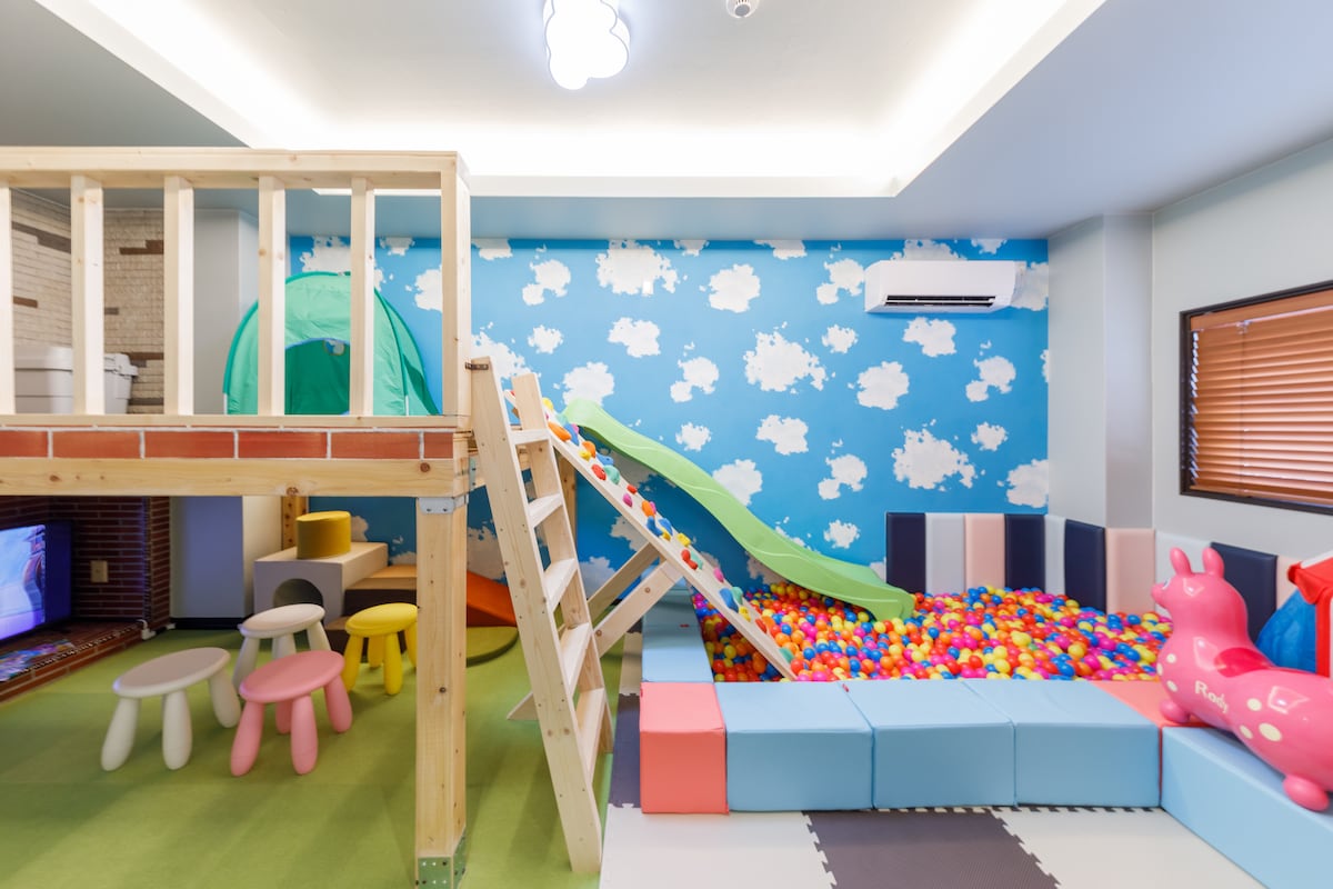Perfect for families! There is a slide and ball pool! Kids will