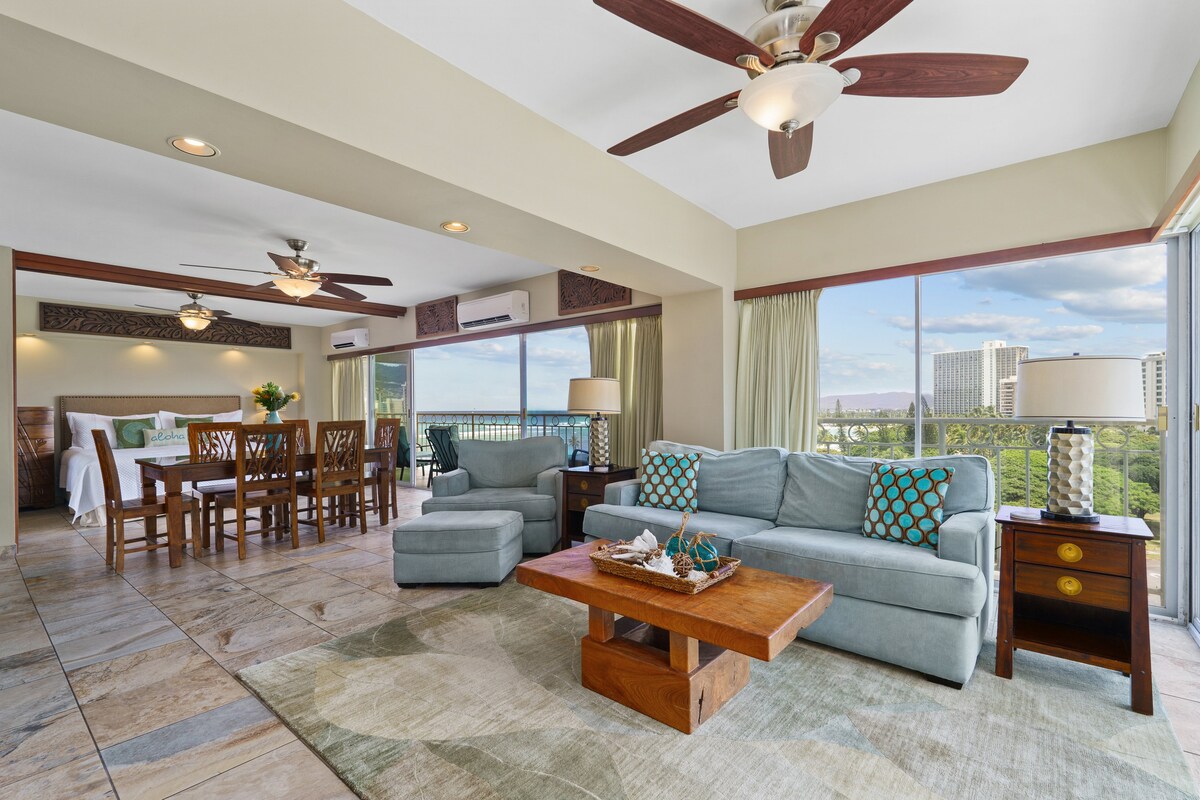 ワイキキ・ショア #918】オーシャンビューの贅沢な2ベッドルーム