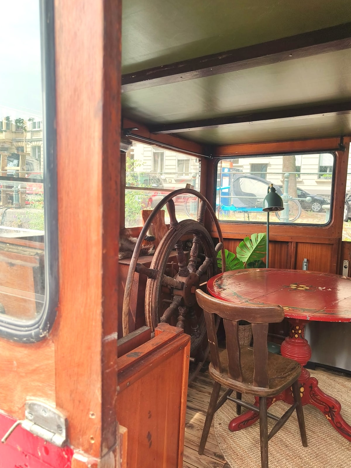 Dining area image 2 at Lou Andrea Salome — historic cargo-ship wheelhouse in Ghent