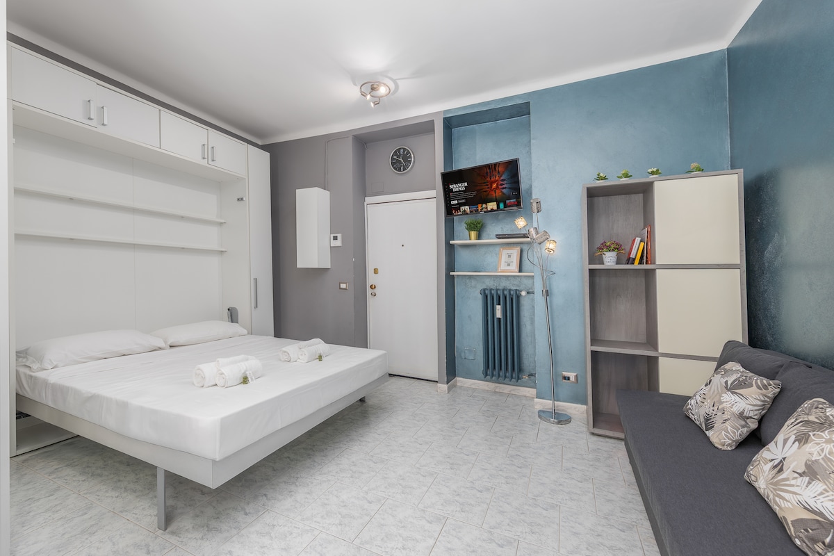 Sala de estar/dormitorio con cómoda cama plegable