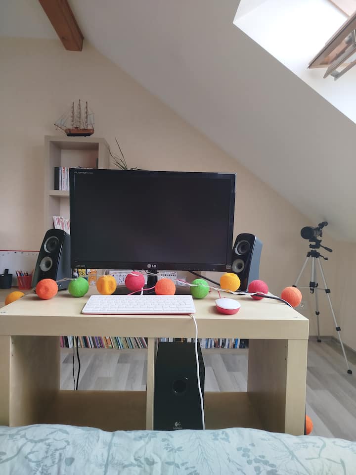 U sobi se također može gledati filmove na internetu pomoću tipkovnice Raspberry tako da se podijeli internetska veza.