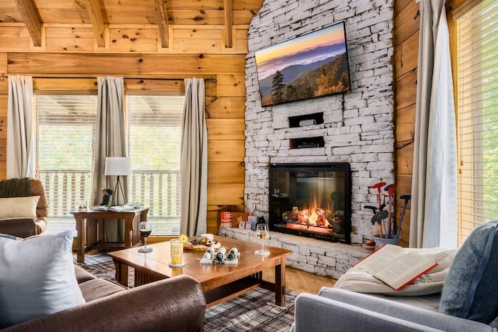 Imagine yourself here relaxing here by the fire and a movie...