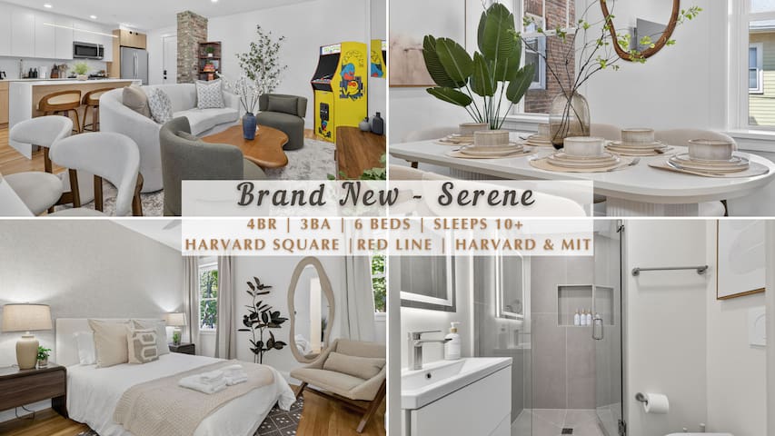 Serene 4BR 3BA Apt • Harvard/MIT • Sleeps 13