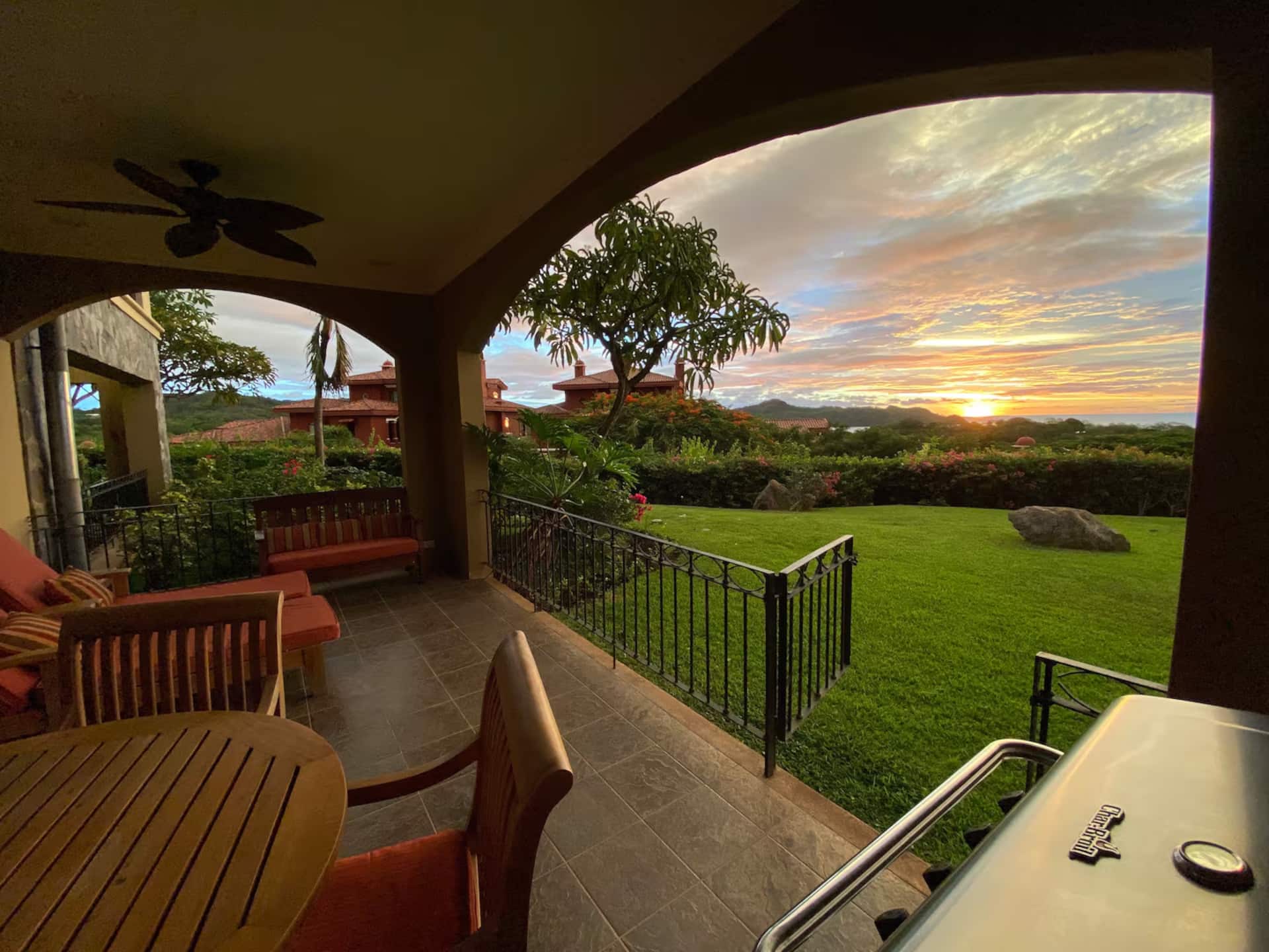 Sunset from the terrace at Reserva Conchal