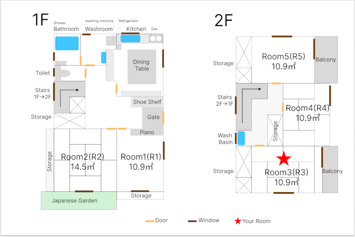 R3｜tatami独立個室＋バルコニー｜無料wi-fi・洗濯｜駅徒歩12分｜共用キッチン・トイレ - 所沢市