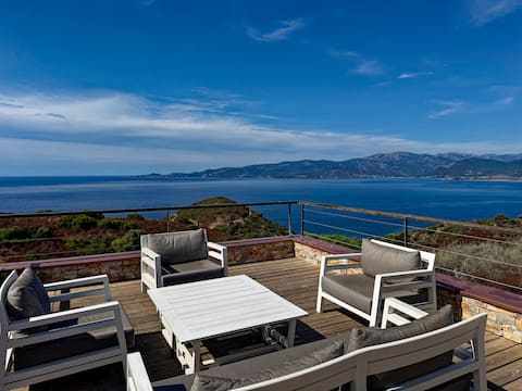 Breathtaking sea and scrubland view