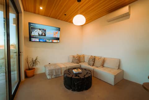 Popular Airbnb listing: Sunny Sands | Spa | 5 Acres | Fire Pits | Views in Homestead Valley