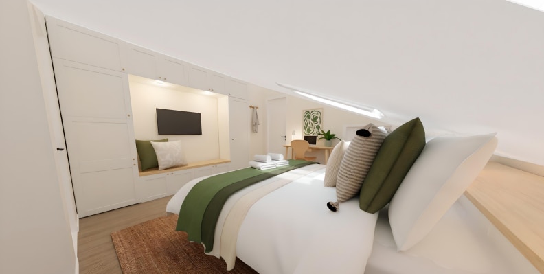 Ოთახი აწყობის ეტაპზეა - აქ ნახავთ, როგორ გამოიყურება ის ინტერიერის დიზაინის პროექტის მიხედვით. WC უკვე დასრულებულია. 