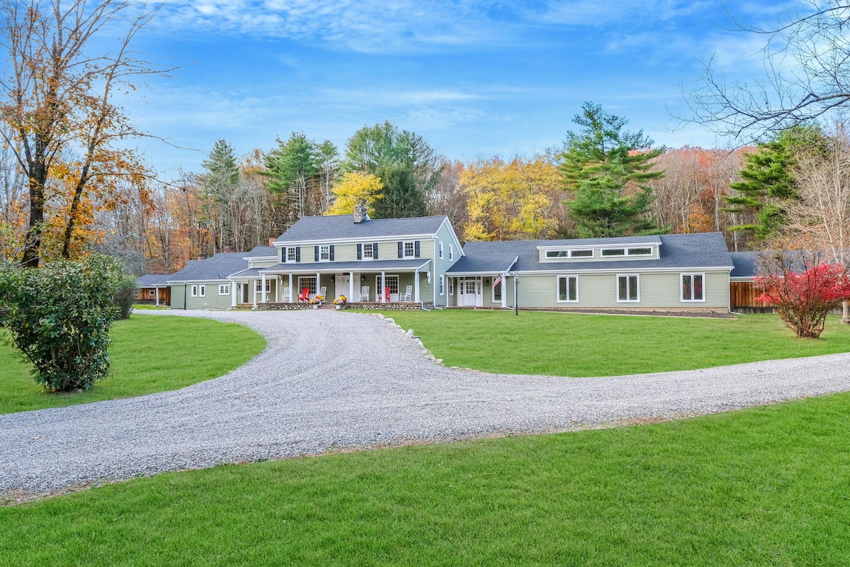 Exterior grounds and estate buildings at Hudson Valley Estate farm