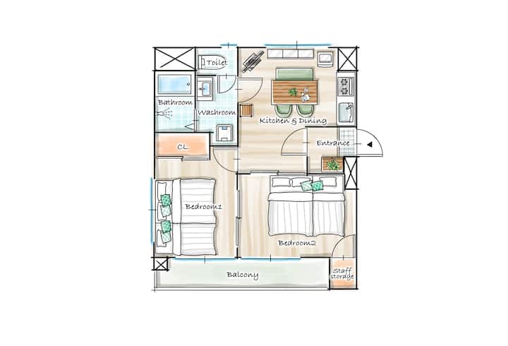 6 Min To Matsuyamashi Sta / 2br / 6 Ppl / 4 Beds - Matsuyama