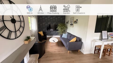 Charming house - 4 Bedrooms, Parking, Wi-Fi, RER B