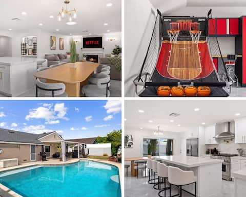 Central OC Luxe Home | Heated Pool, Spa & Arcade