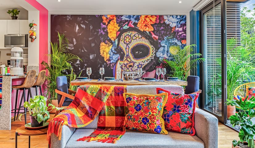 Bright & Breezy Condesa 3BR / 6 Guests with AC