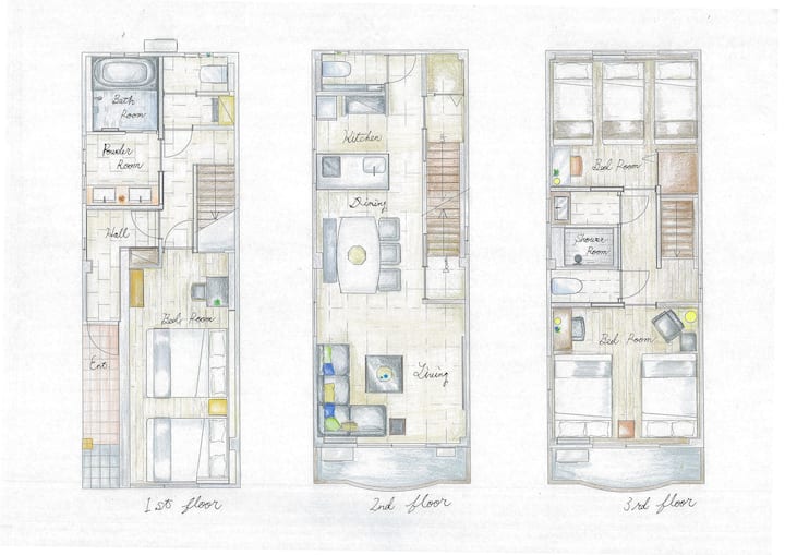 約110㎡3ldk/最寄駅から徒歩5分/難波・梅田まで電車で約10分/ 都会的なインテリアが魅力な宿 - Japonya