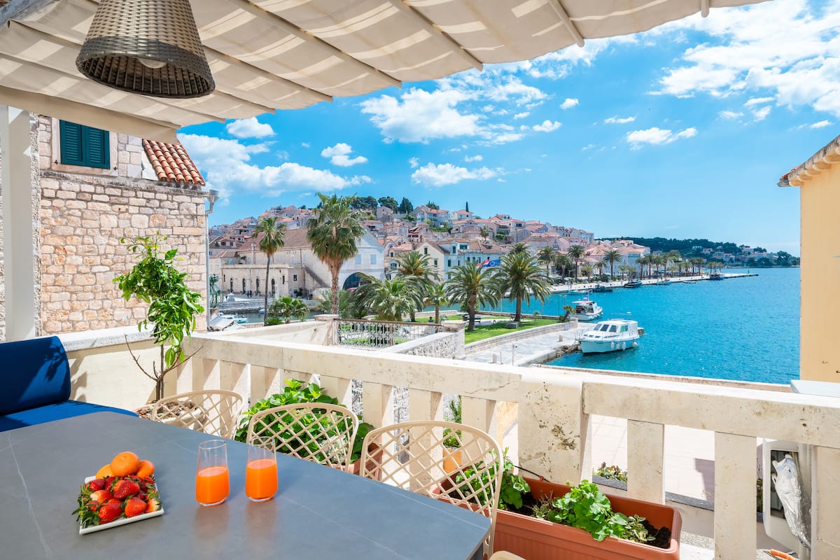 Terrace over the harbour at Riva Lavanda in Hvar Old Town