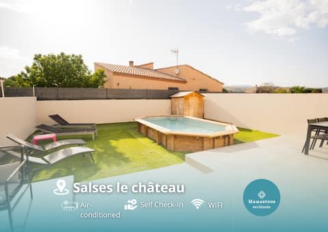 La Blanche de Salses 15 min Beach AK Pool