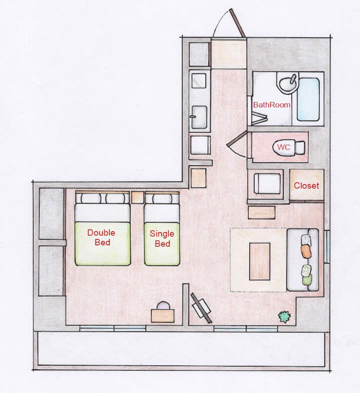 瓦町駅徒歩6分/最大4名/一室貸切/商店街まで徒歩2分/アート＆島巡りアクセス良好/清潔でおしゃれ - Takamatsu