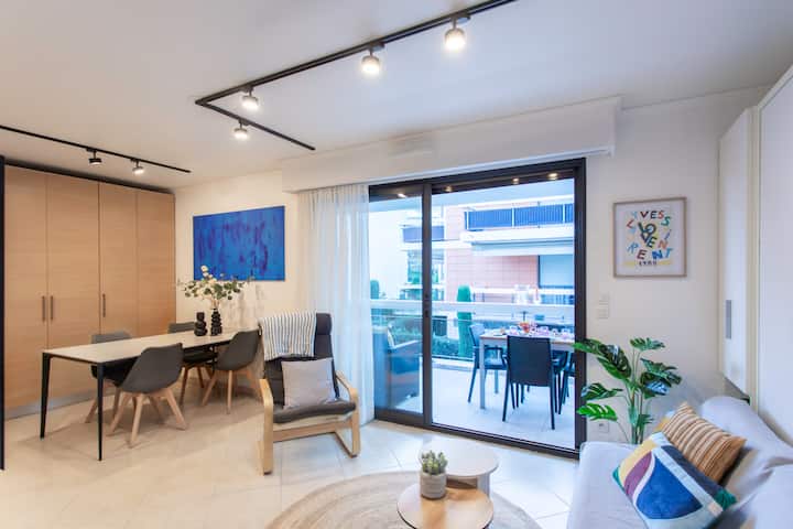 2p 1min De La Mer Terrasse Piscine Clim Garage - Villeneuve-Loubet