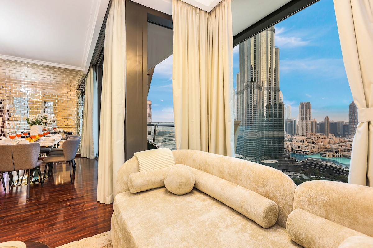 3 Bedroom Furnished Apartment with Burj Khalifa & Fountain View | Burj Vista 2