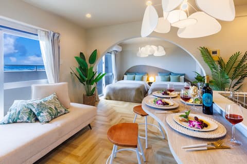 Up to 8 people, ocean view, supermarket within walking distance, 5 minutes to the sea | High floor