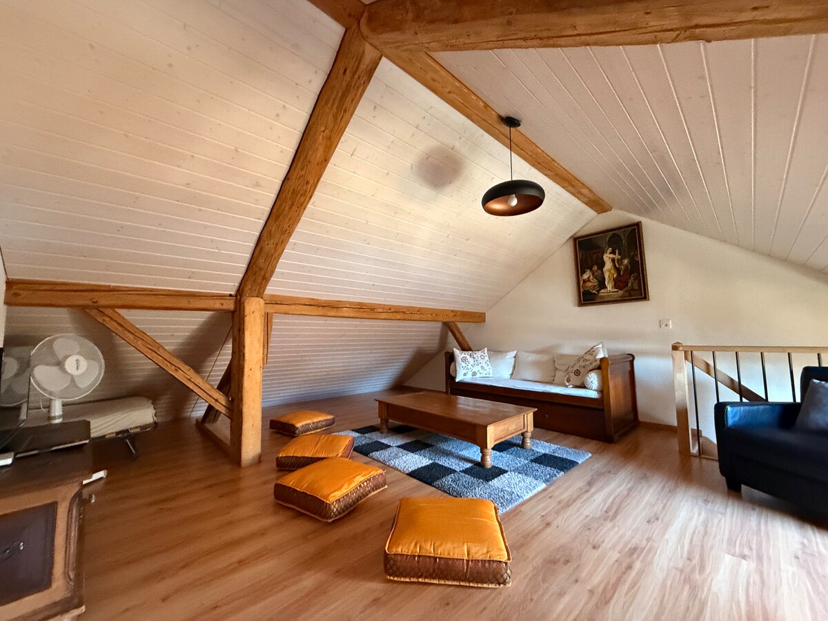 الميزانين وغرفة المعيشة وسريران إضافيان (أسرة) 