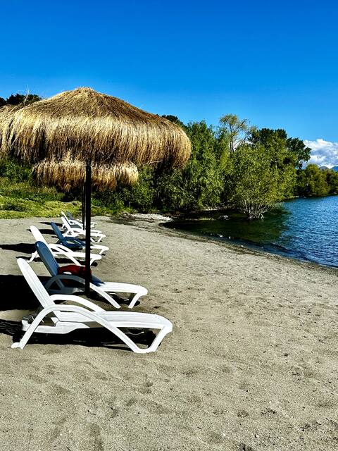Cabañas next to Playa Futrono Lago Ranco .