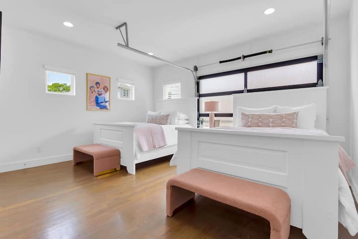 2nd Floor 2 Queen Bedroom w/ Trendy Garage style door to open the space!
