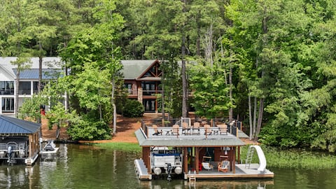 Luxury Log Home on Main Lake - Pizza Oven, Pontoon