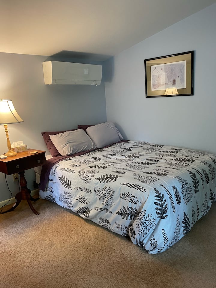 The "Lupine Room", a perfect room for two with direct AC mini split, private bathroom, TV, & more!