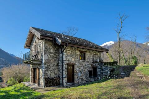 New house of stone in the green
