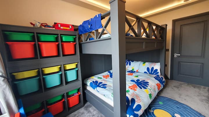 Large selection of toys in kids storage area