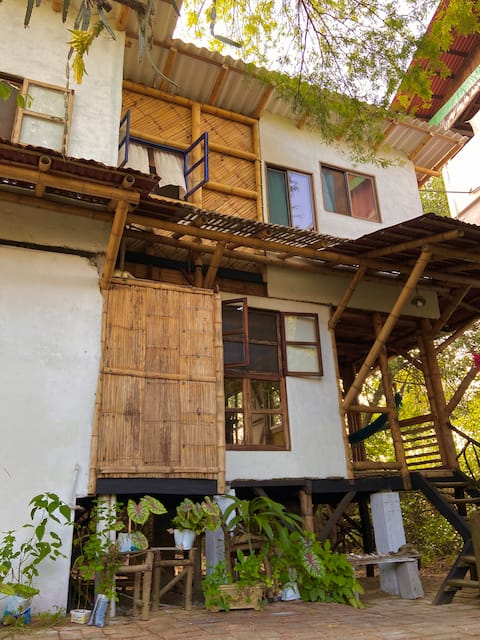 Bamboo house on the beach, 