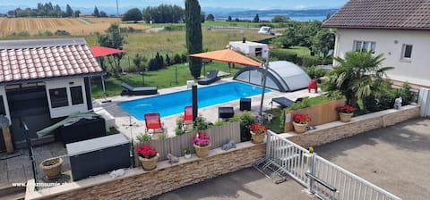 furnished studio with shared pool.