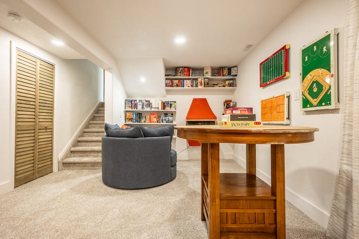 Walk down another set of stairs to enter the third living room. 