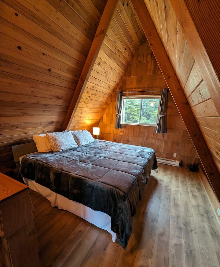 Loft style room. This room also features a king sized bed.