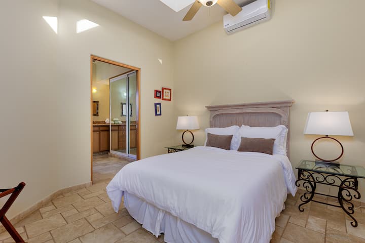 Double bed with shared bathroom with bedroom #2. Closet space in this room is located in the bathroom.