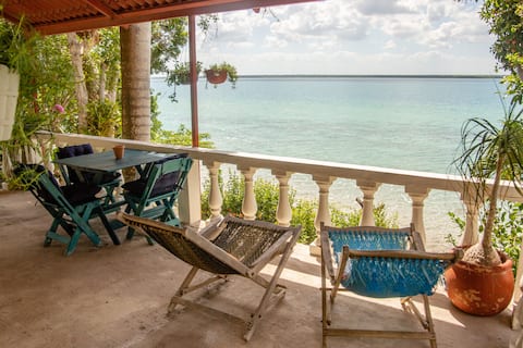 Popular Airbnb listing: LAKE FRONT DOG friendly Casita+lake front patio in Bacalar