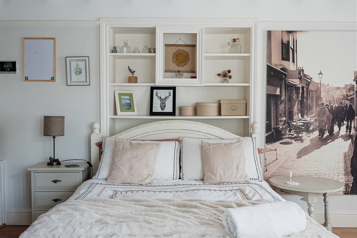 Our downstairs bedroom.  Access is via one small step down.  