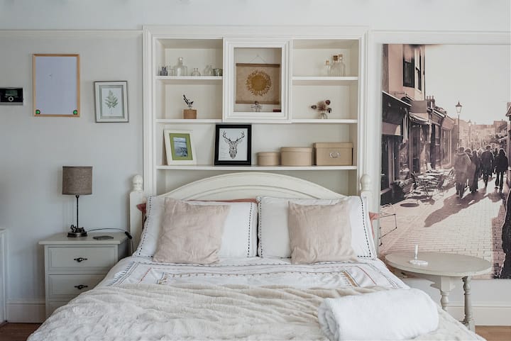 Our downstairs bedroom.  Access is via one small step down.  