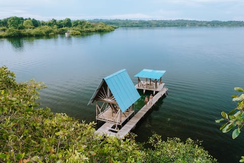 Overwater cabin at Chocolate farm in Dolphin Bay