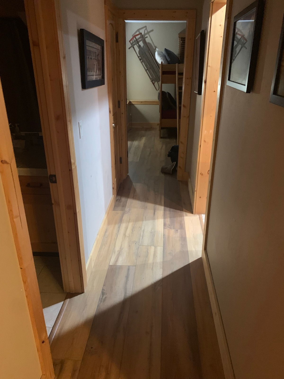 Hallway from Queen bedroom to bunk bedroom.