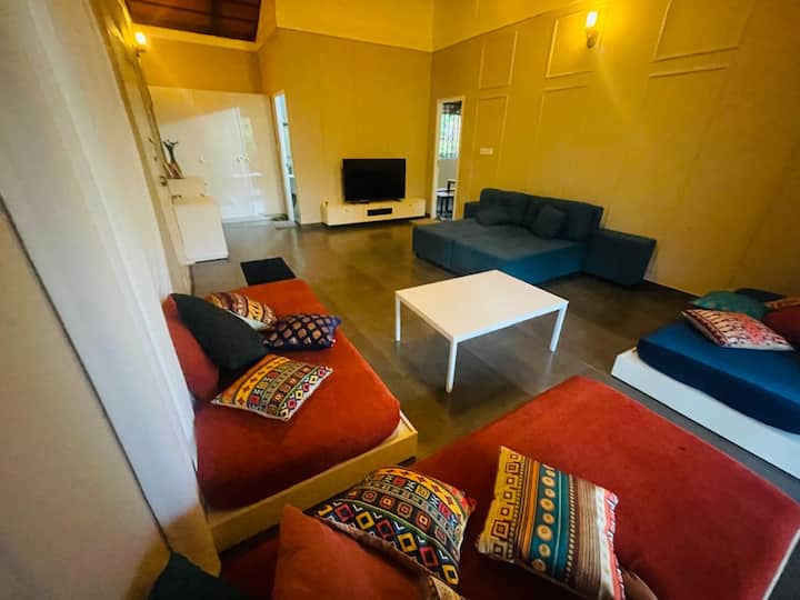 The convertible sofa bed comfortably sleeps two and is just as comfy as a regular double bed.  Equipped with AC, proper dry /wet separated attached bathroom, dressing table and a spacious full size wardrobe. 