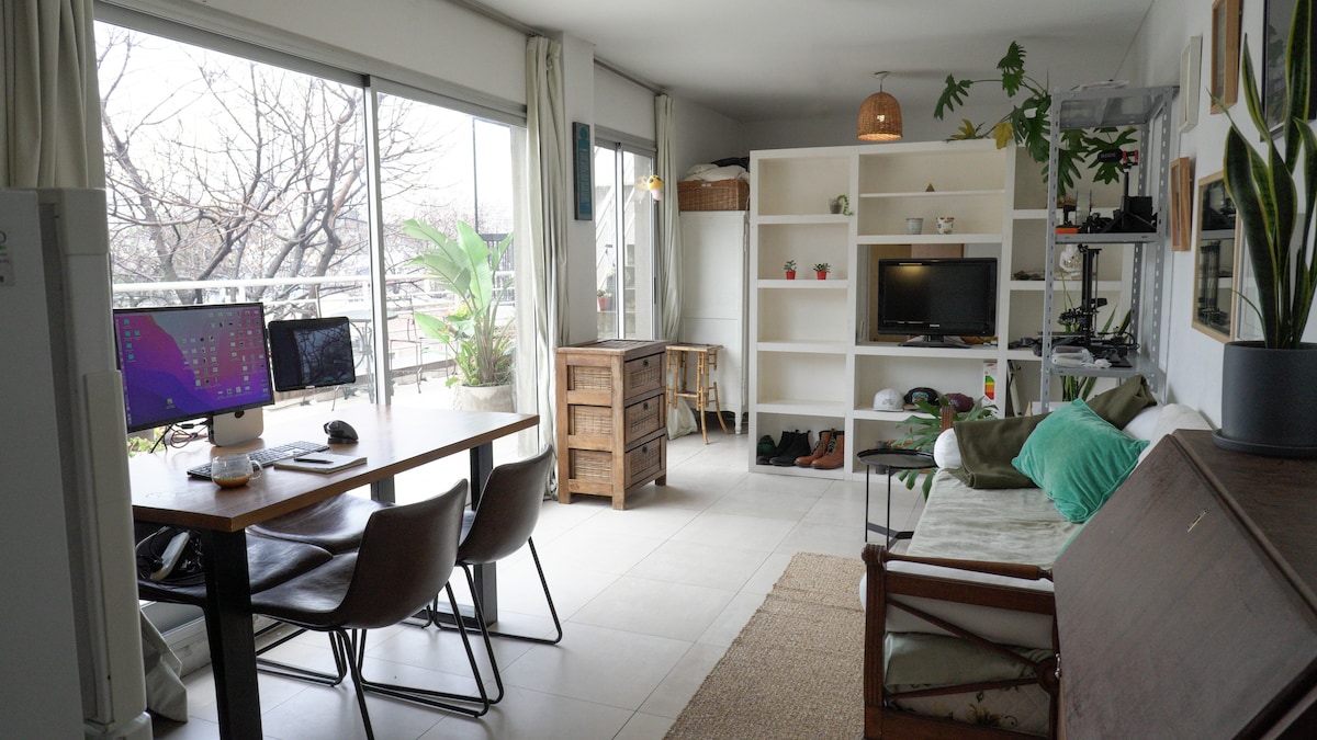 Departamento monoambiente con terraza y pileta en Chacarita