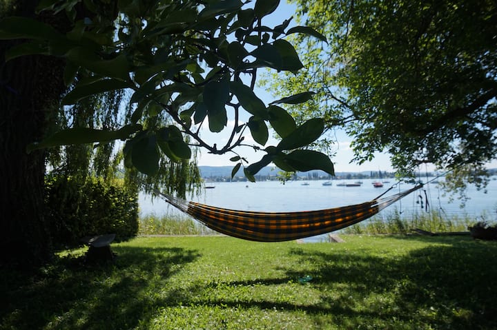 The bathhouse in Allensbach on Lake Constance