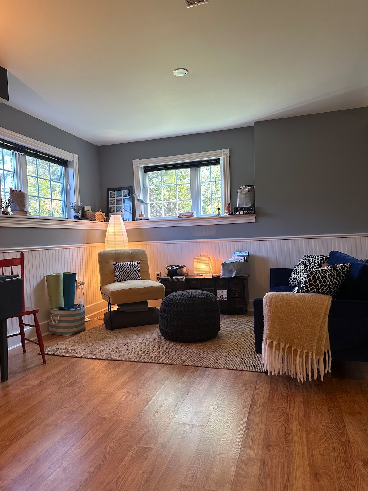 Settle in with a book; go old school and select a CD from our curated collection; or unroll a yoga mat and sink into a deep restorative practice with a bolster and props at hand nearby