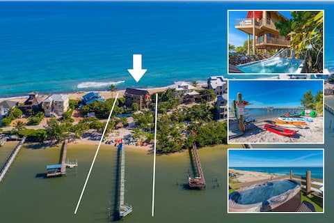 Art on the Beach: 8BR/5BA Oceanfront w/pool+dock!