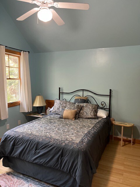 Queen bedroom with fresh new paint in May 2025.  (Artwork pending :). 