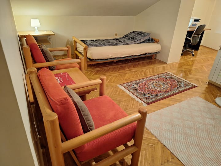 معرض مع منطقة عمل وسرير إضافي 200 × 140